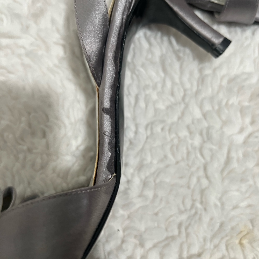 Nina Women's Silver Heels with Ruffle Detail - Picture 4 of 5
